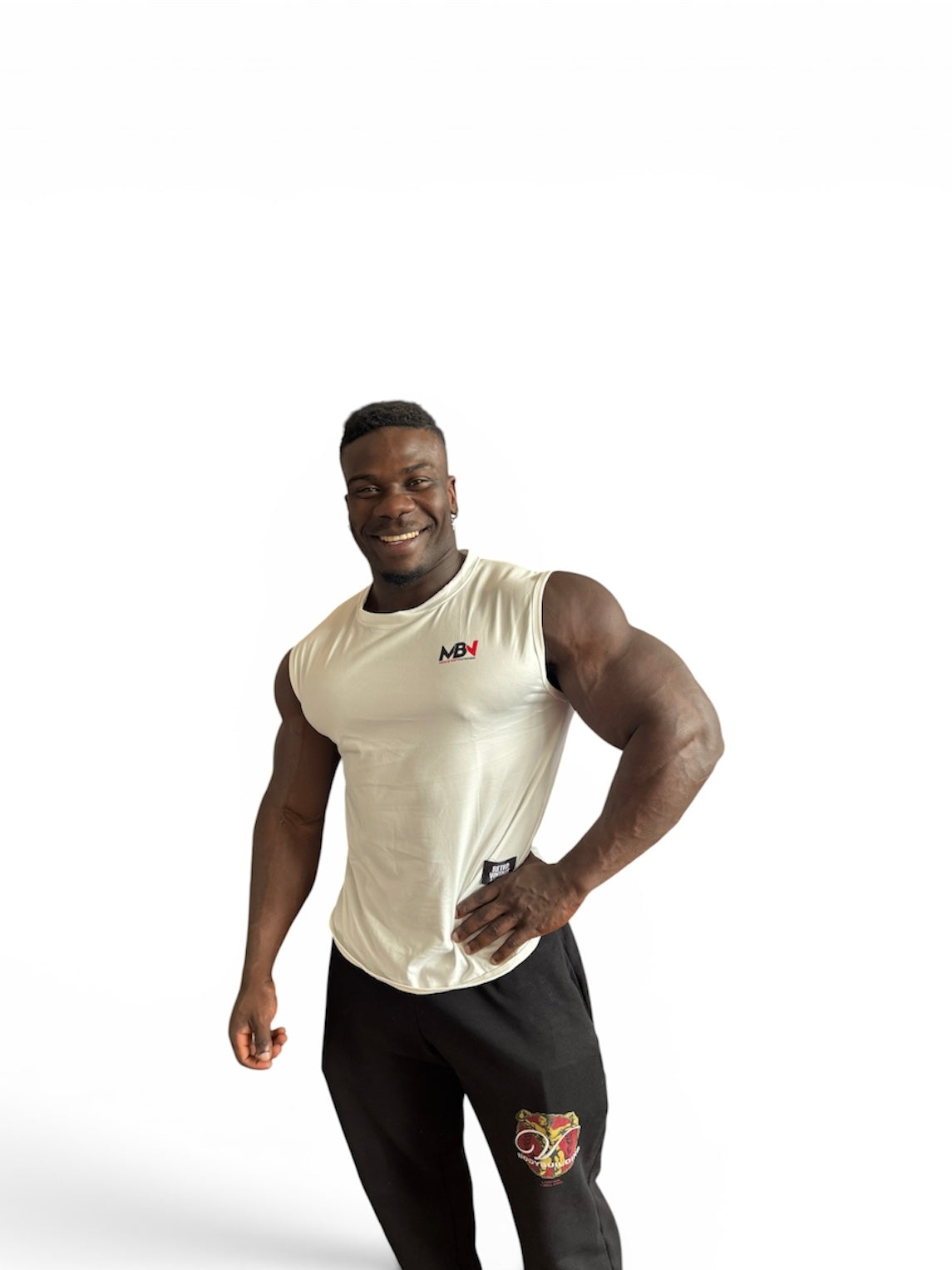 MBN Tanktop met ventilerend, stretchy materiaal en ronde hals.