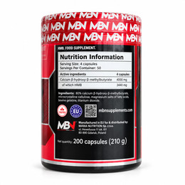 MBN HMB 200 capsules back label