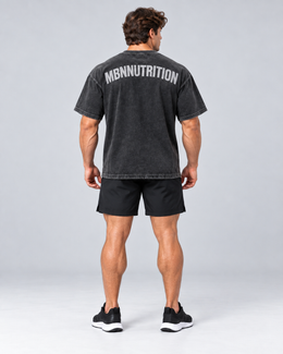 MBN Oversized Vintage Gym T-Shirt Black op atletisch model